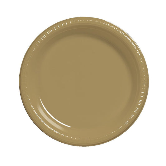 Creative Converting Touch of Color 20 Count Plastic Dinner Plates, Glittering Gold