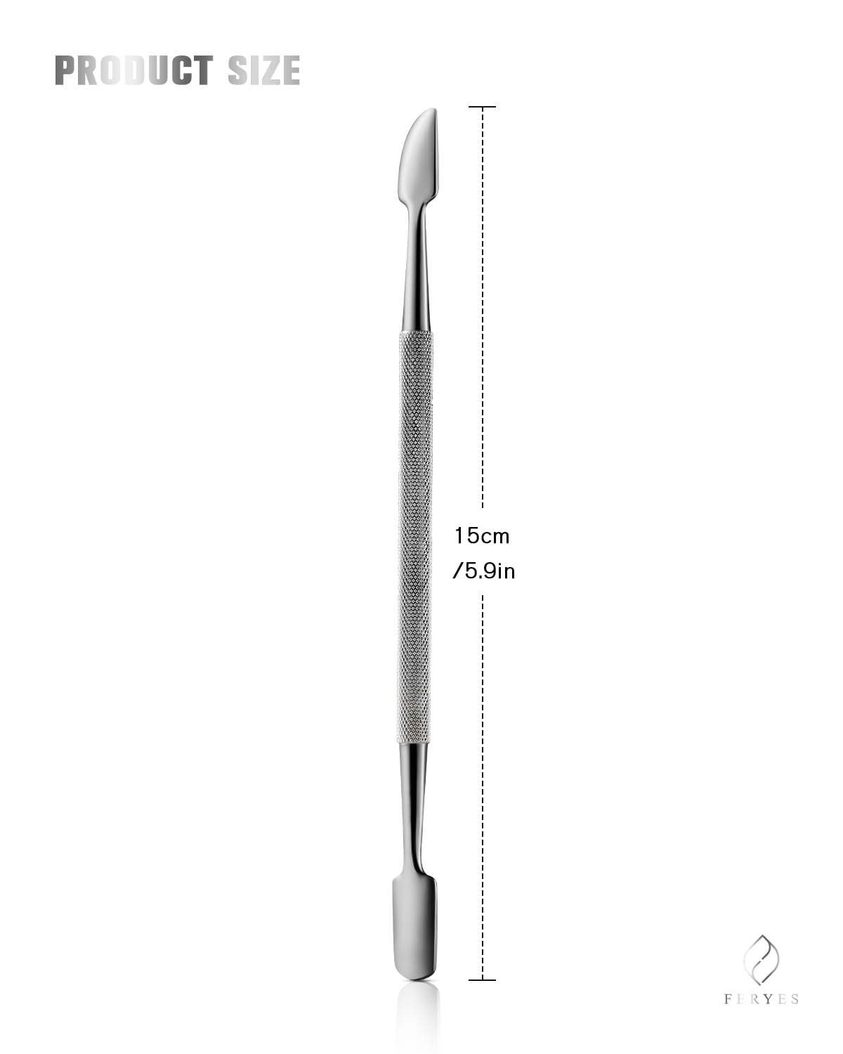 FERYES Cuticle Pusher with Fork, 2-in-1 Cuticle Trimmer Nail Care Tool, Stainless Steel Cuticle Remover Tool for Manicures and Pedicures - Silver