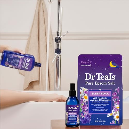Dr Teal's Foaming Bath with Pure Epsom Salt, Melatonin Sleep Soak with Essential Oil Blend, 34 fl oz (Pack of 4)