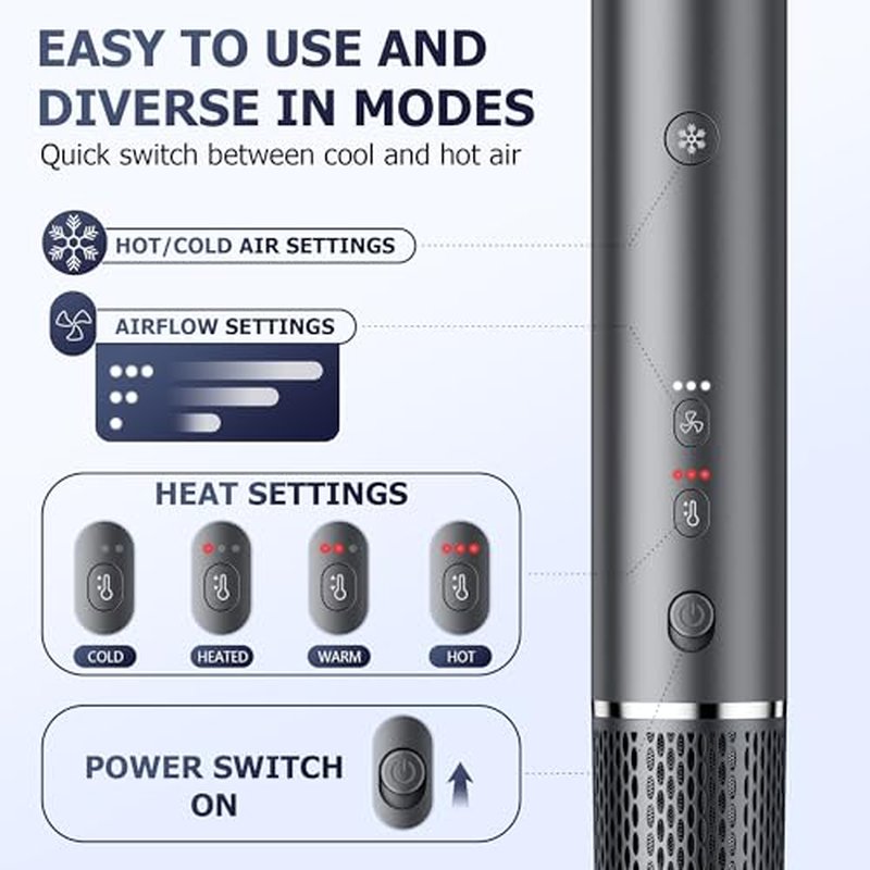6-in-1 Ionic Hot Air Styler, Powerful High Speed Hair Dryer Brush, Auto Wrap Curler for Fast Drying, Volumizing&Straightening for Multi Styler, Cool Shot Button-No Heat Damage,Gift for All Hair-Travel