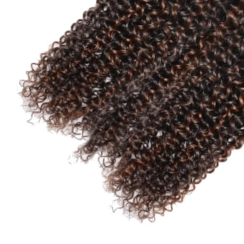 Highlight Bundle P1B30 Kinky Curly Wave Human Hair Bundles Two Tone Black Mixed With Light Brown 3 Bundles 32 32 32 Inch 1B30 Ombre Brown Wet And Wavy Bundle