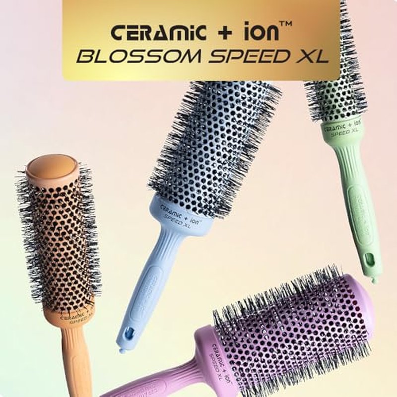 Olivia Garden Ceramic + Ion Speed XL - Extra-Long Round Thermal Hair Brush - Not Electrical - Professional Blowout Brush for Normal to Thick Hair