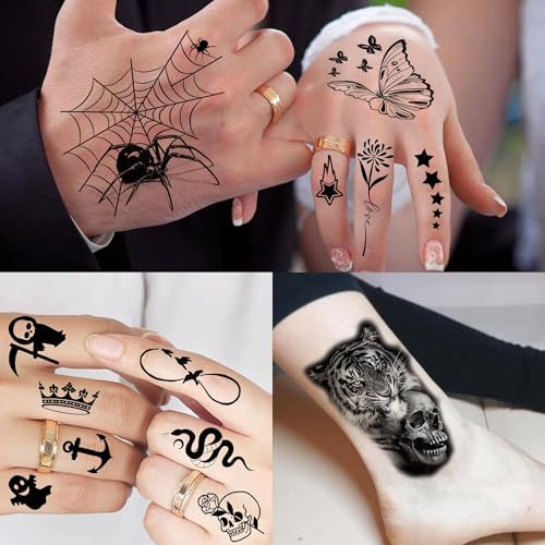 71 Sheets Dead Skull Temporary Tattoos For Women Men Adults, Old School Halloween Fake Tattoo Stickers Tiger Wolf Lion Dragon Flowers, Temp Punk Gothic Chicano Carp Skeleton Tattoo Indian Eagle Floral