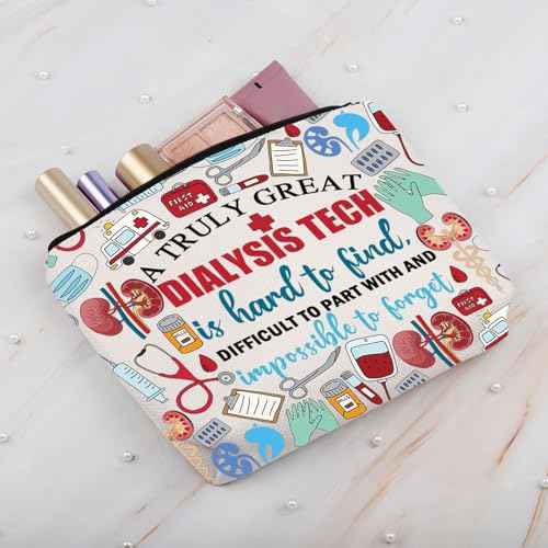 BDPWSS Dialysis Nurse Gift Dialysis Technician Gift A Truly Great Dialysis Tech Is Hard To Find Nephrology Tech Makeup Bag (Truly dialysis tech bag)