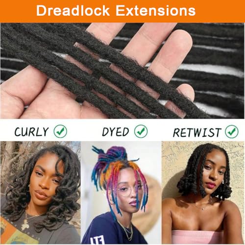 Dreadlock Extensions 0.6cm Thickness 8 Inch 30 Strands Real Human Hair for Man/Women/Kids Full Handmade Permanent Loc Extensions Can Be Bleached Dyed Curled