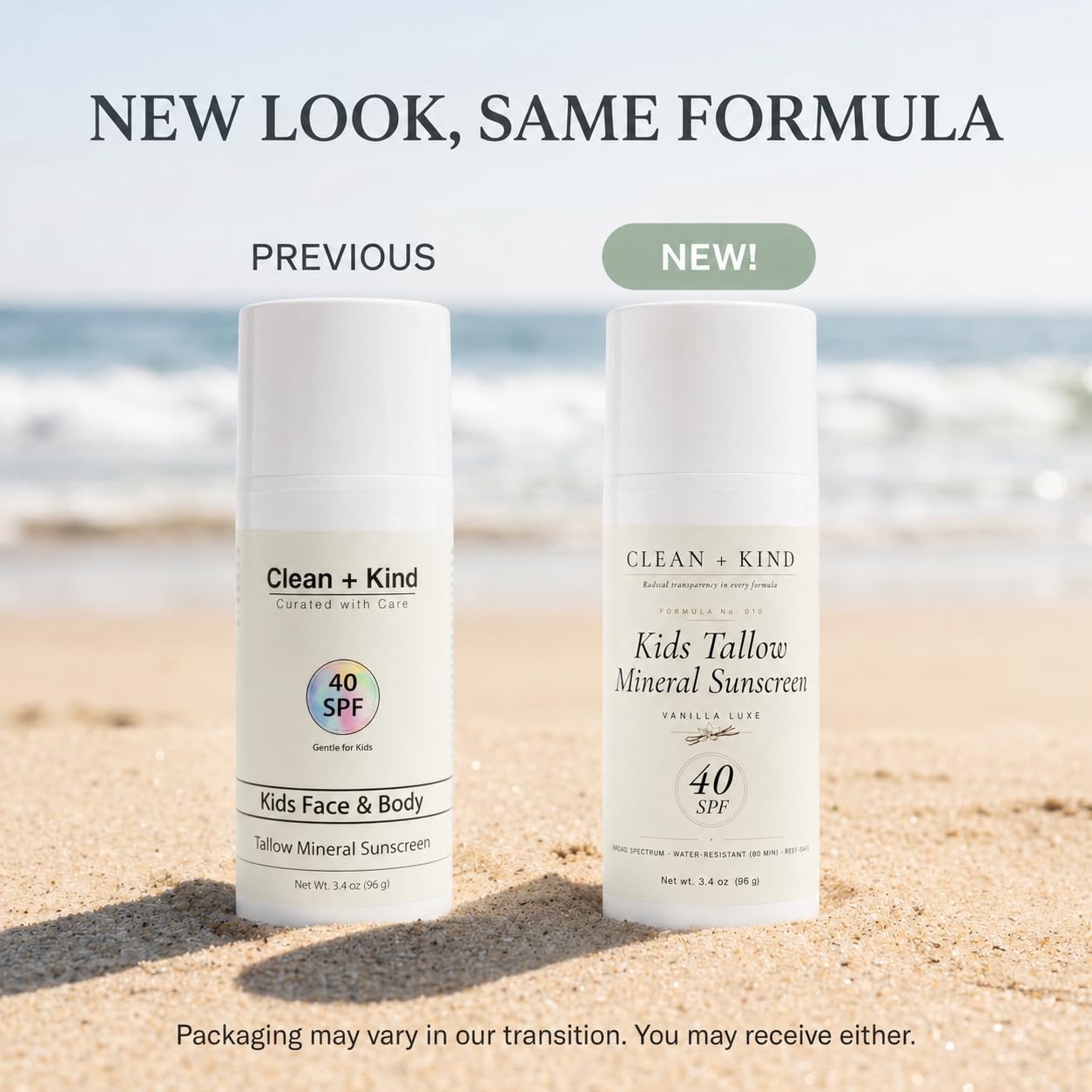 Clean + Kind Kids Sunscreen Mineral SPF 40 Vanilla — Non Toxic Baby & Toddler Sunblock with Non-Nano Zinc Oxide, Grass-Fed Tallow, Natural Reef-Safe Sun Lotion, No White Cast for Sensitive Skin