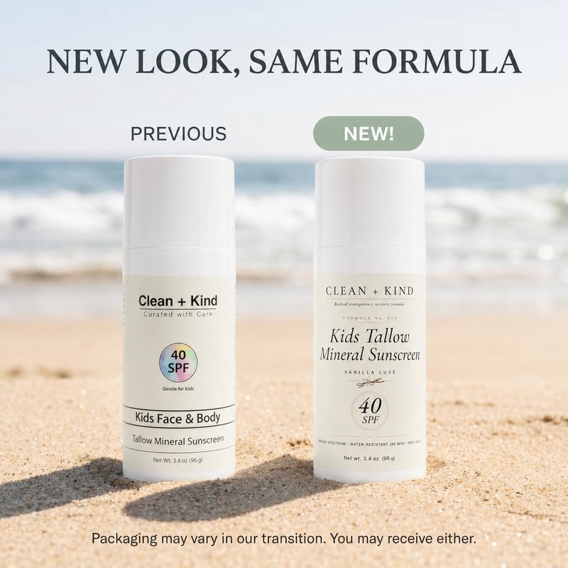 Clean + Kind Kids Sunscreen Mineral SPF 40 Vanilla — Non Toxic Baby & Toddler Sunblock with Non-Nano Zinc Oxide, Grass-Fed Tallow, Natural Reef-Safe Sun Lotion, No White Cast for Sensitive Skin