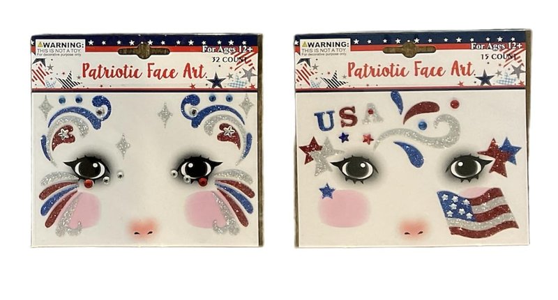 Patriotic Temporary Face Tattoos - 100 Pieces Glitter Face Art | Memorial Day 4th of July labor Day | Red White Blue Metallic Glitter | Election Party | USA