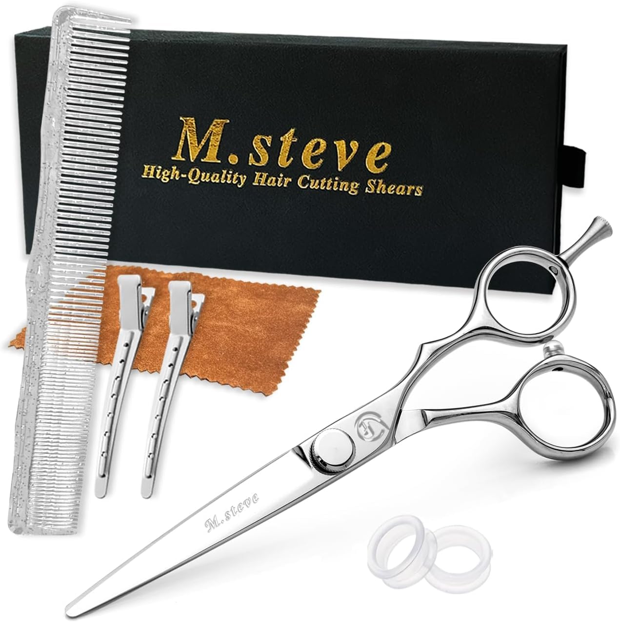 Hair Cutting Shears 5.5 Inch Professional Barber Scissors with Japanese 440C Stainless Steel and Razor-Sharp Convex Blades Hairdressing Hairstyling Haircutting Scissors for Salon and Home Use