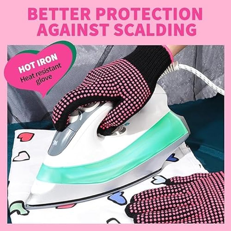 Heat?Resistant Gloves?Silicone?Grip Protection for Hair Styling, Curling & Flat Iron, Heat Press, Sublimation?Universal Fit