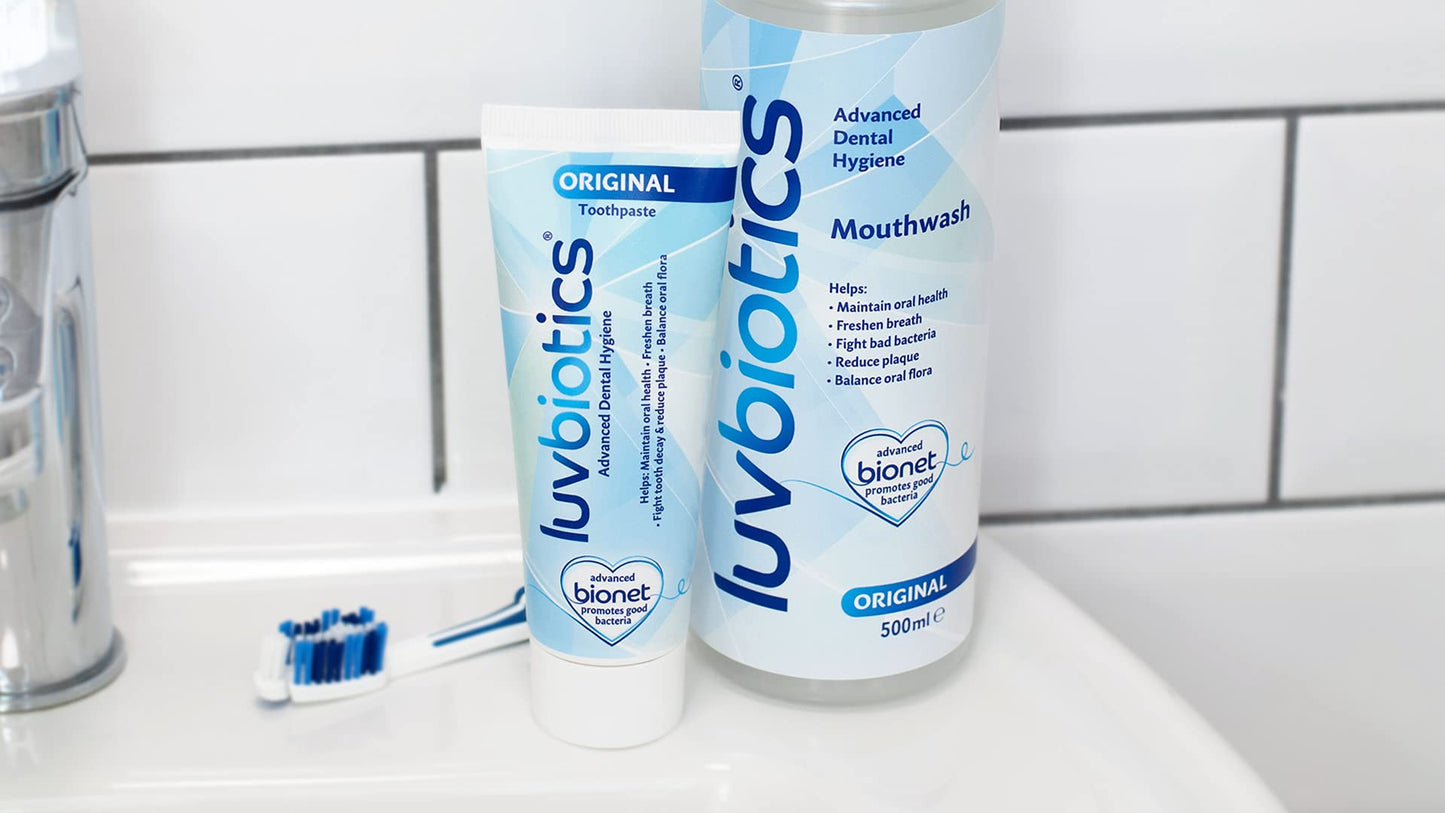 Luv Biotics Probiotic Mint Toothpaste with Xylitol & Aloe Vera – Fresh Breath, Cavity Protection, Microbiome Support & Healthy Gums – No Sulphates or Parabens - 3 x 75ml