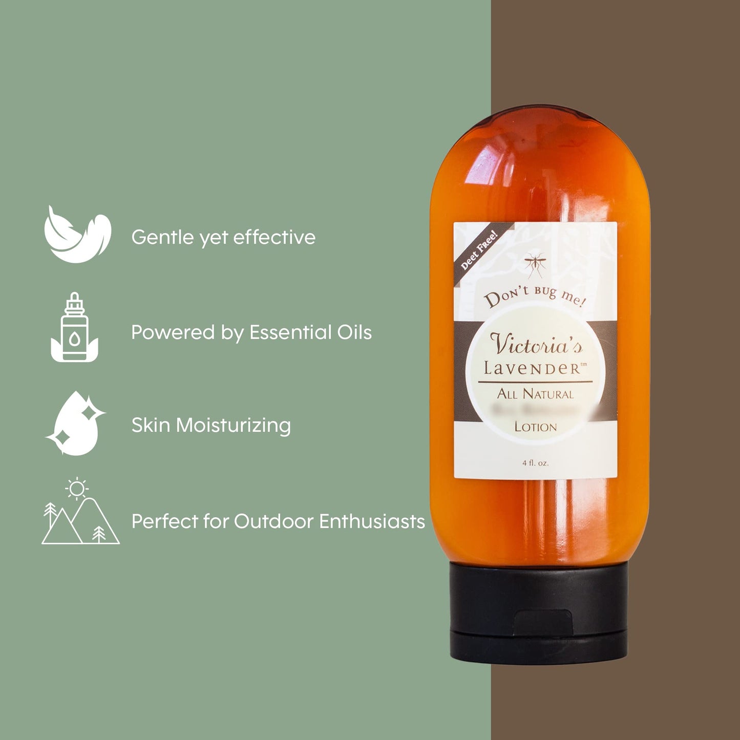 Victoria's Lavender All Natural Moisturizing Body Lotion with Essential Oils - Body Lotion for Skin Protection - Outdoor & Leisure Activities - Backpackers, Campers, Hikers - Made in USA - 4 oz