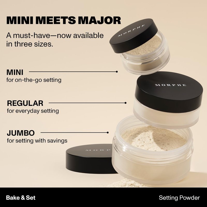 Morphe Bake & Set Setting Powder - Lightweight, Talc-Free Finishing Powder for Face Makeup with a Soft, Natural Finish - Minimizes Shine for Up to 24HR - Banana (0.31 oz)