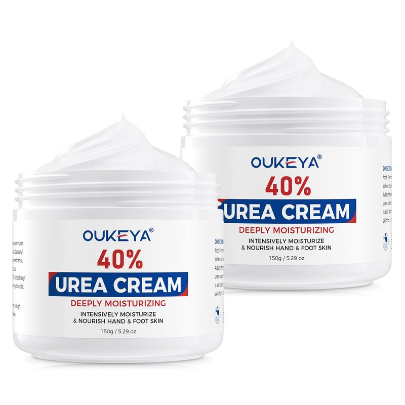 OUKEYA Urea Cream,NEW FORMULA Urea Cream 40 percent for Feet Maximum Strength,Dry Cracked Treatment Lotion for Knees & Elbows,Foot Dead Skin Cuticle Callus Remover Toenail Softener,5.29 oz(2 Packs