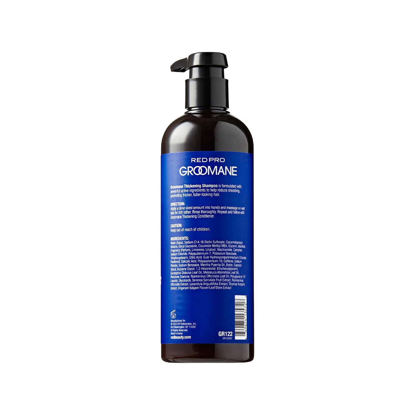 RED Pro GROOMANE Men Biotin Shampoo for Thinning Hair, Clarifying Anti-Dandruff Scalp Care with Caffeine, Menthol & Tea Tree, Strengthens Roots, Promotes Thicker-Looking Hair, Sulfate-Free