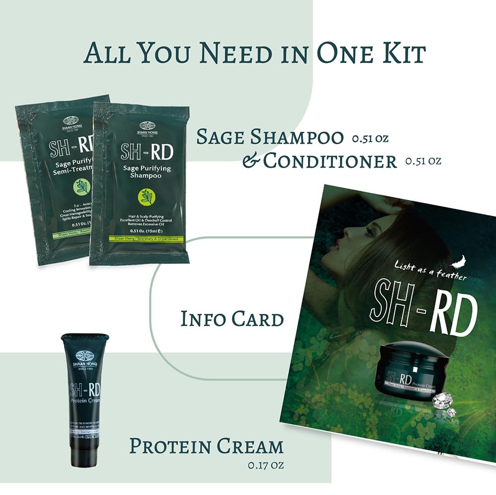 SH-RD Scalp Purifying Essentials for Travel & Trial | Sage Shampoo and Conditioner, Protein Cream | Hotel Size Set for Oily Hair Anti-Dandruff