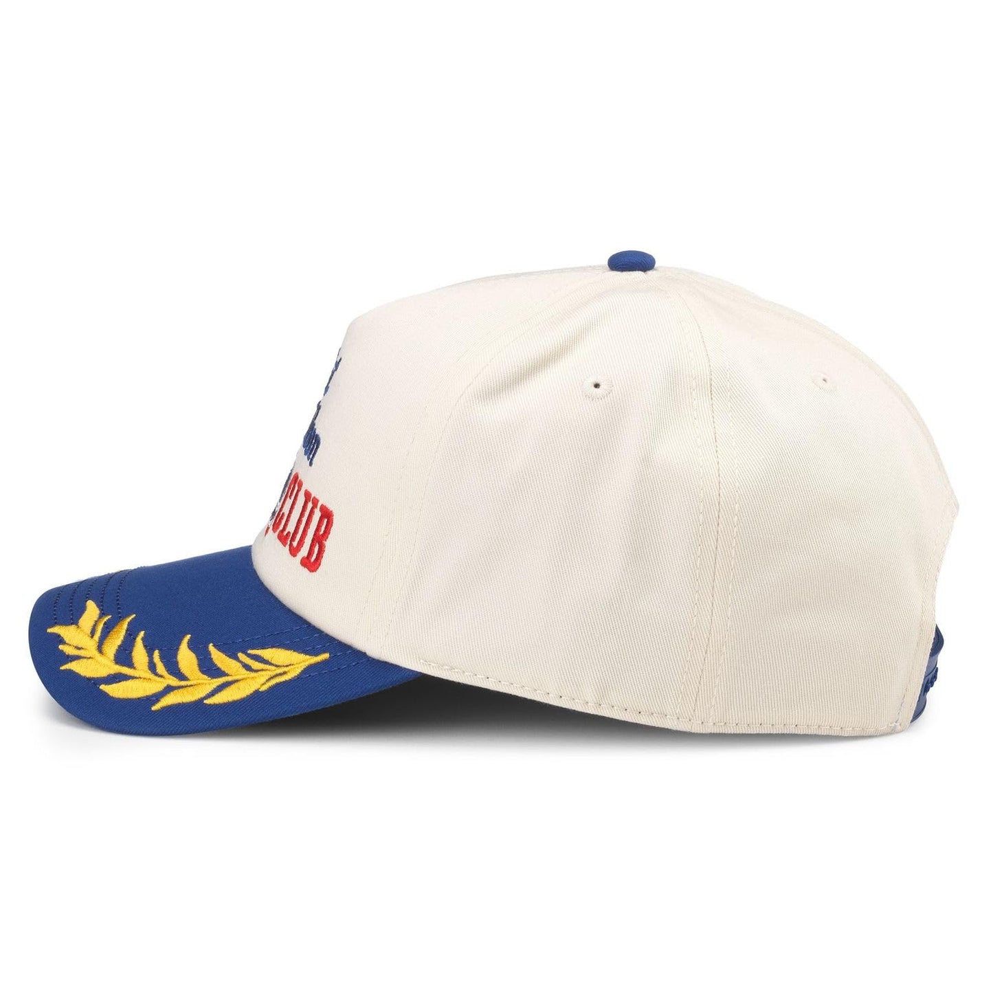 AMERICAN NEEDLE Pabst Blue Ribbon Beer Club Captain Adjustable Snapback Baseball Hat, Ivory/Navy (24002A-PBC-INVY)