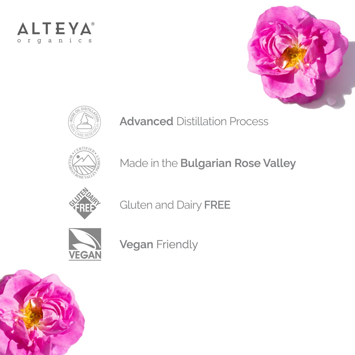 Alteya Organics Rose Water Natural Facial Toner, 17 Fl Oz
