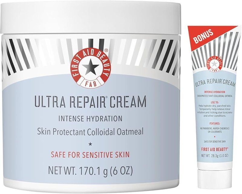 First Aid Beauty - Ultra Repair Cream, Intense Hydration Whipped Colloidal Oatmeal, Clinically Proven to Strengthen Skin Barrier in 7 Days & Helps Relieve Eczema, Luxury Moisturizer, 6 oz + Bonus, 2ct