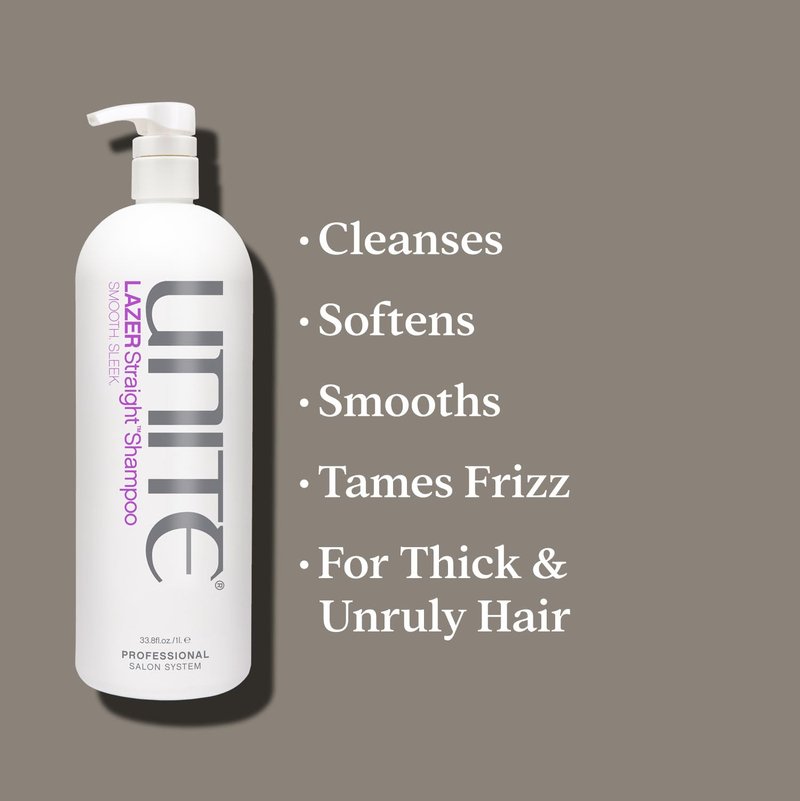 UNITE Hair – LAZER Straight Shampoo – Professional-Size Smoothing Cleanser to Tame Frizz & Control Thick, Unruly Hair – 32 Fl Oz