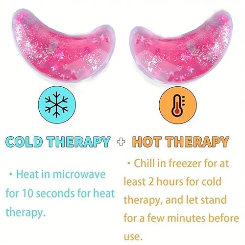Reusable Hot and Cold Gel Eye Patches for Puffy Eyes, Multi-Color Glitter, Cooling Therapy Eye Mask, 5 Pairs (Star Model)