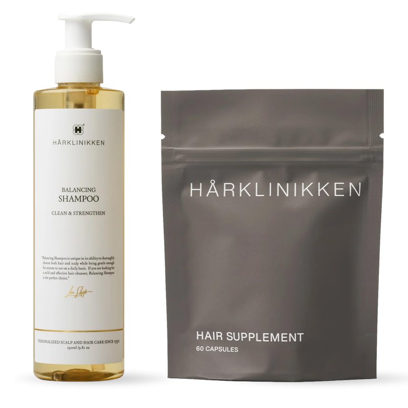 Harklinikken Hair Longevity Set - Includes Balancing Shampoo + Hair Supplement (60 Capsules) - Suitable for Men & Women