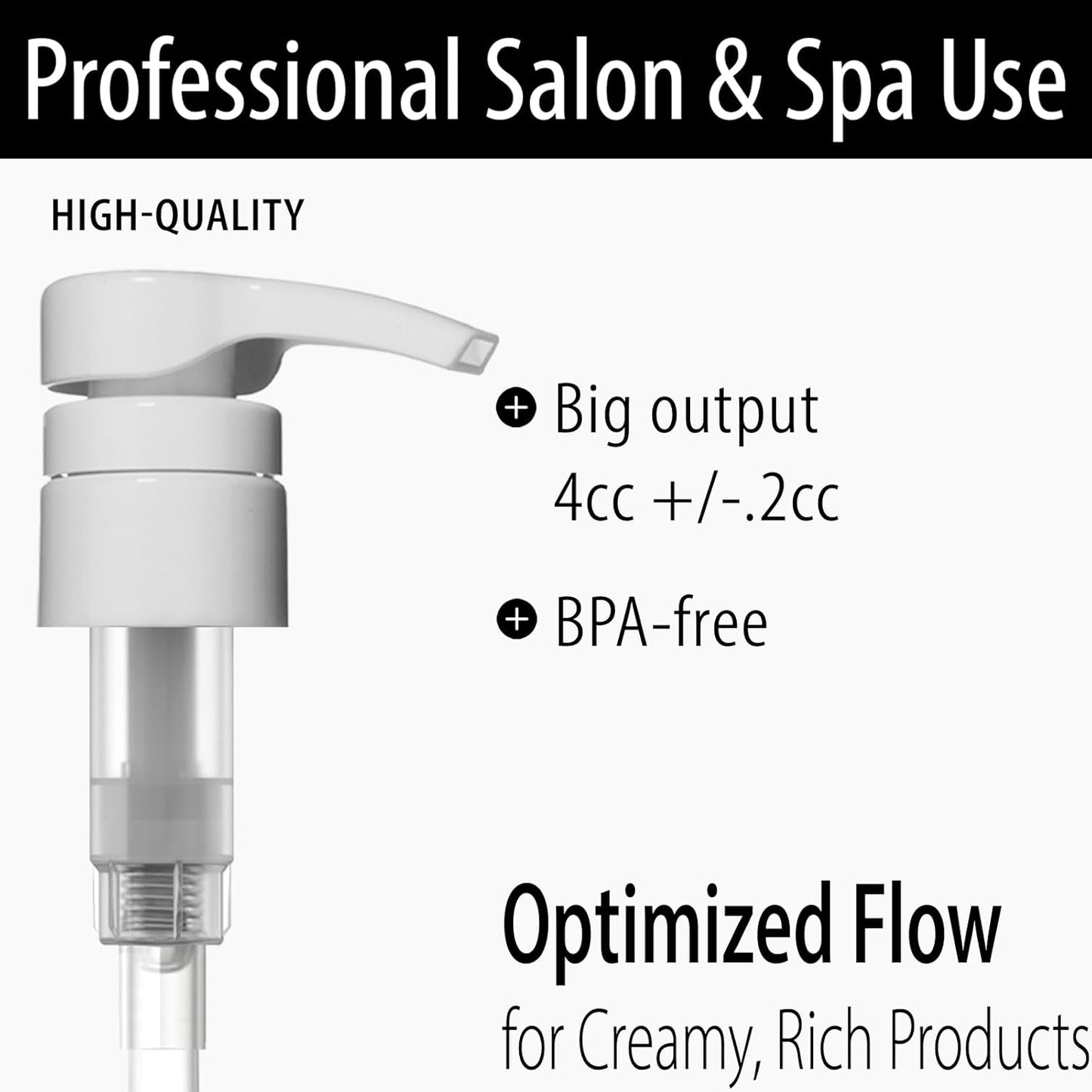 Bar5F Universal Pumps for Shampoo Conditioner Lotion Body Wash, Fits 1" Inch Bottle Necks, 1 Liter 33.8-Ounce Bottles (Black and White)
