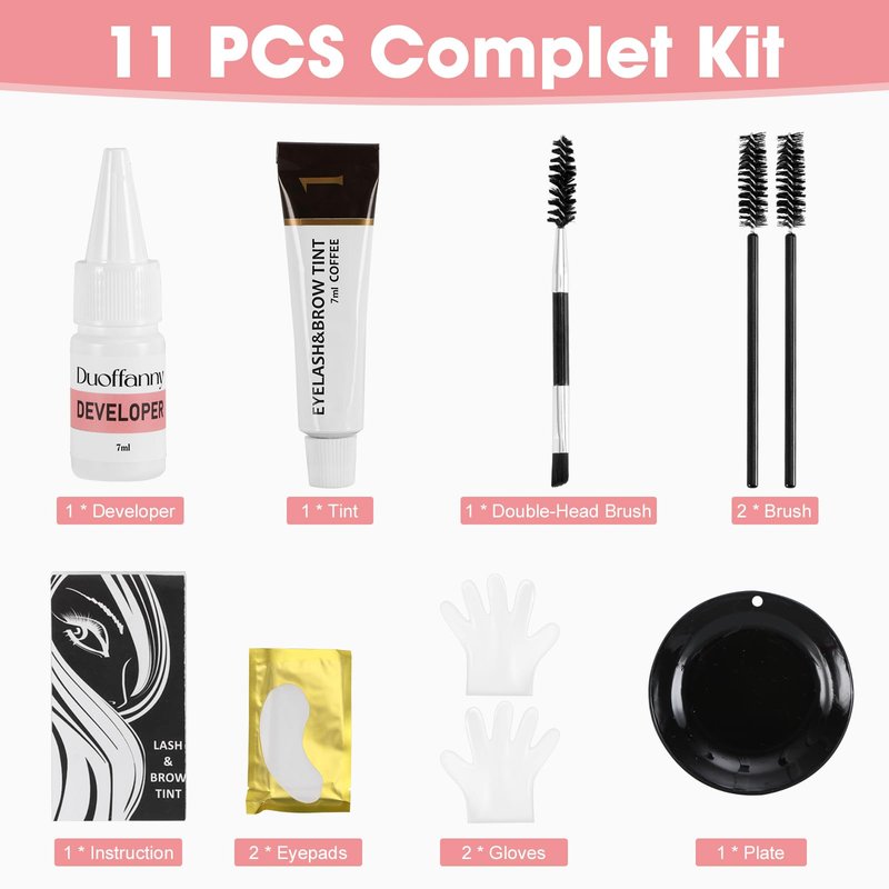 2-In-1 Eyebrow & Eyelash Color Kit - DIY Lash and Brow Tinting at Home, Professional Salon Quality Results, Long-Lasting Eyebrow Color for Natural Look, 7ml (Natural Black)