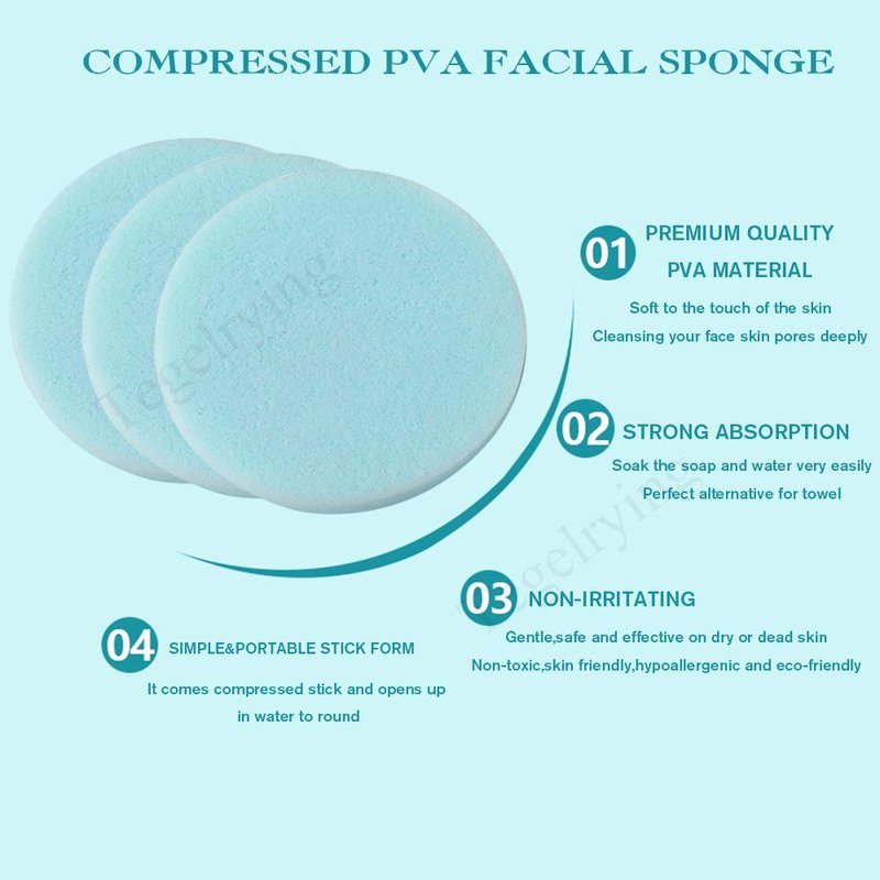 Facial Sponges Compressed,360 Pieces Makeup Remover PVA Professional Round Face Wash Sponges Spa Pads for Women Exfoliating Cleansing,Blue
