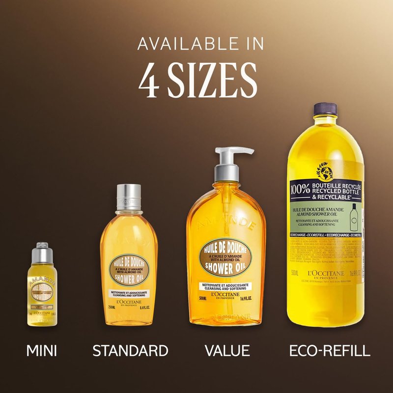 L'OCCITANE Almond Shower Oil - Cleansing & Softening Body Wash | Nourishing Milky Lather for Smooth Skin
