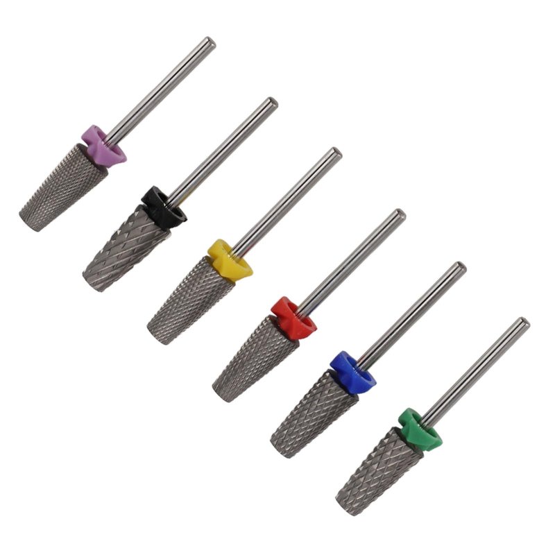 6pcs 5 in 1 Nail Drill Bits Sets, 3/32 Inch Tungsten Steel Electric Nail File Acrylic Gel Nail Bit Kit, Fast Removal High Strength for Acrylic Gel Nails Manicure Pedicure