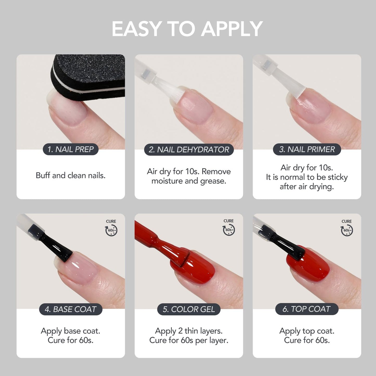 GAOY Nail Primer, 16ml Acid-Free Natural Nail Prep Bond Primer, Air Dry for Acrylic and Gel Polish