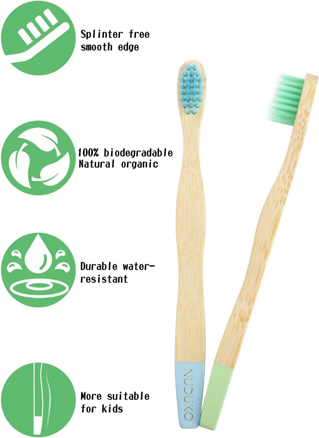 Biodegradable Bamboo Toothbrushes, 10 Piece BPA Free Soft Bristles Toothbrushes, Natural, Eco-Friendly, Green and Compostable