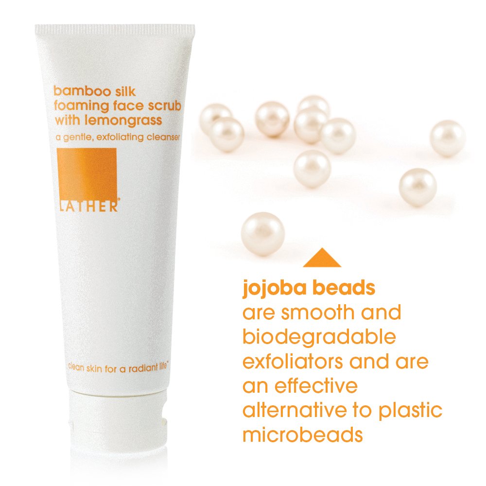 LATHER Bamboo Silk Foaming Cleanser - Foaming Face Wash for Oily & Acne Prone Skin - Gentle Exfoliating Face Scrub - 4 Fl Oz