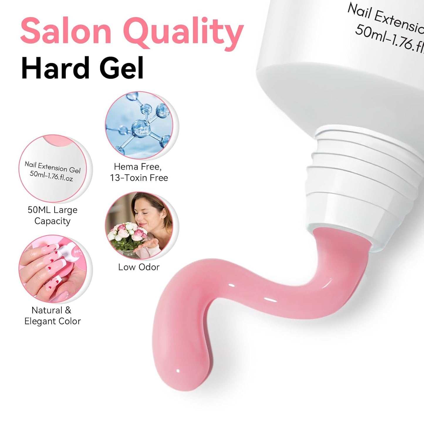 Makartt Poly Nail Gel: Clear 50ML Gel Builder for Natural-Looking Strengthener 3D Molding Gel for Trendy Nail Art-Long-Lasting and Easy to Use Supplies