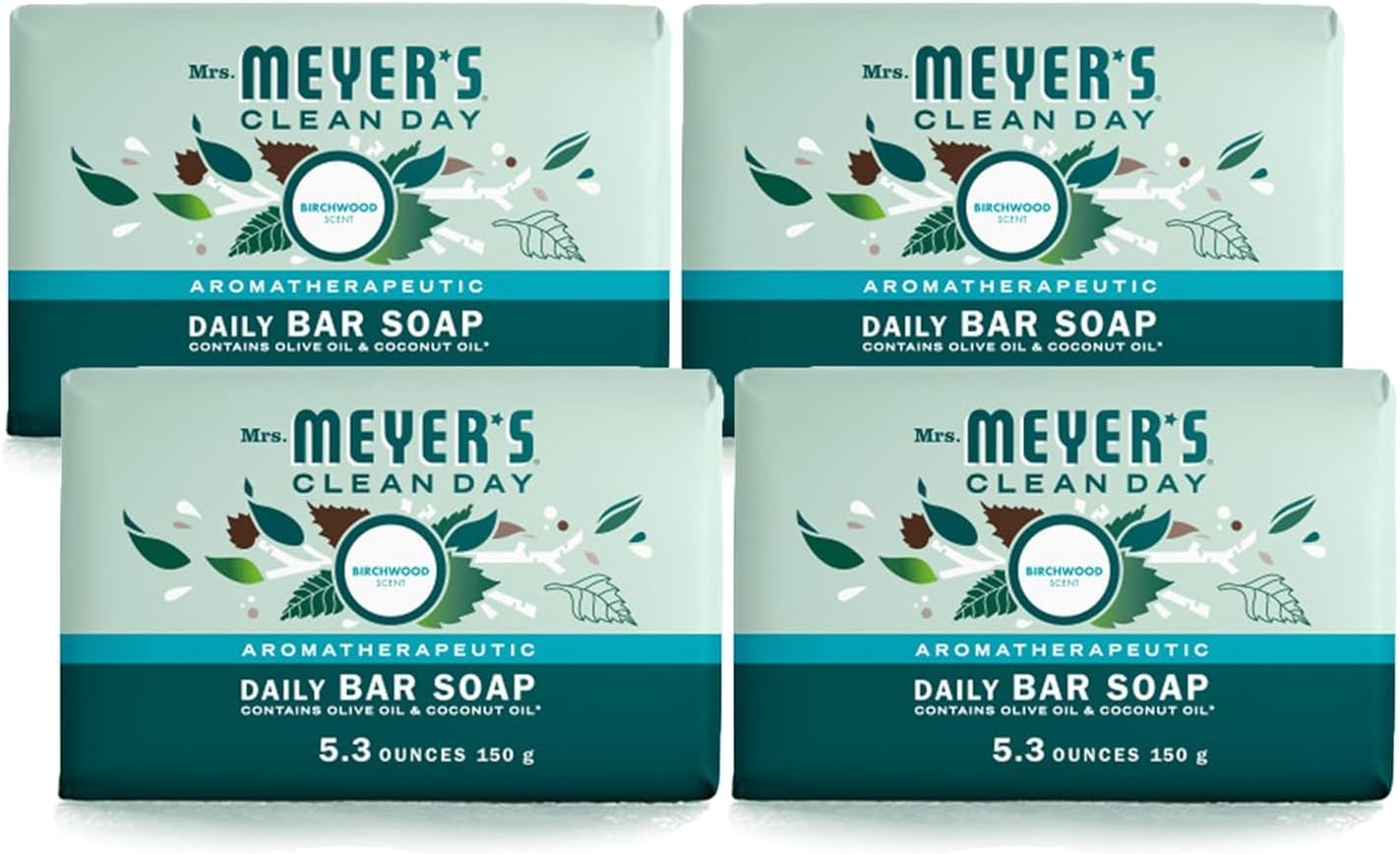 MRS. MEYER'S CLEAN DAY Bar Soap, Use as Body Wash or Hand Soap, Made with Essential Oils, Rain Water, 5.3 oz, 1 Bar