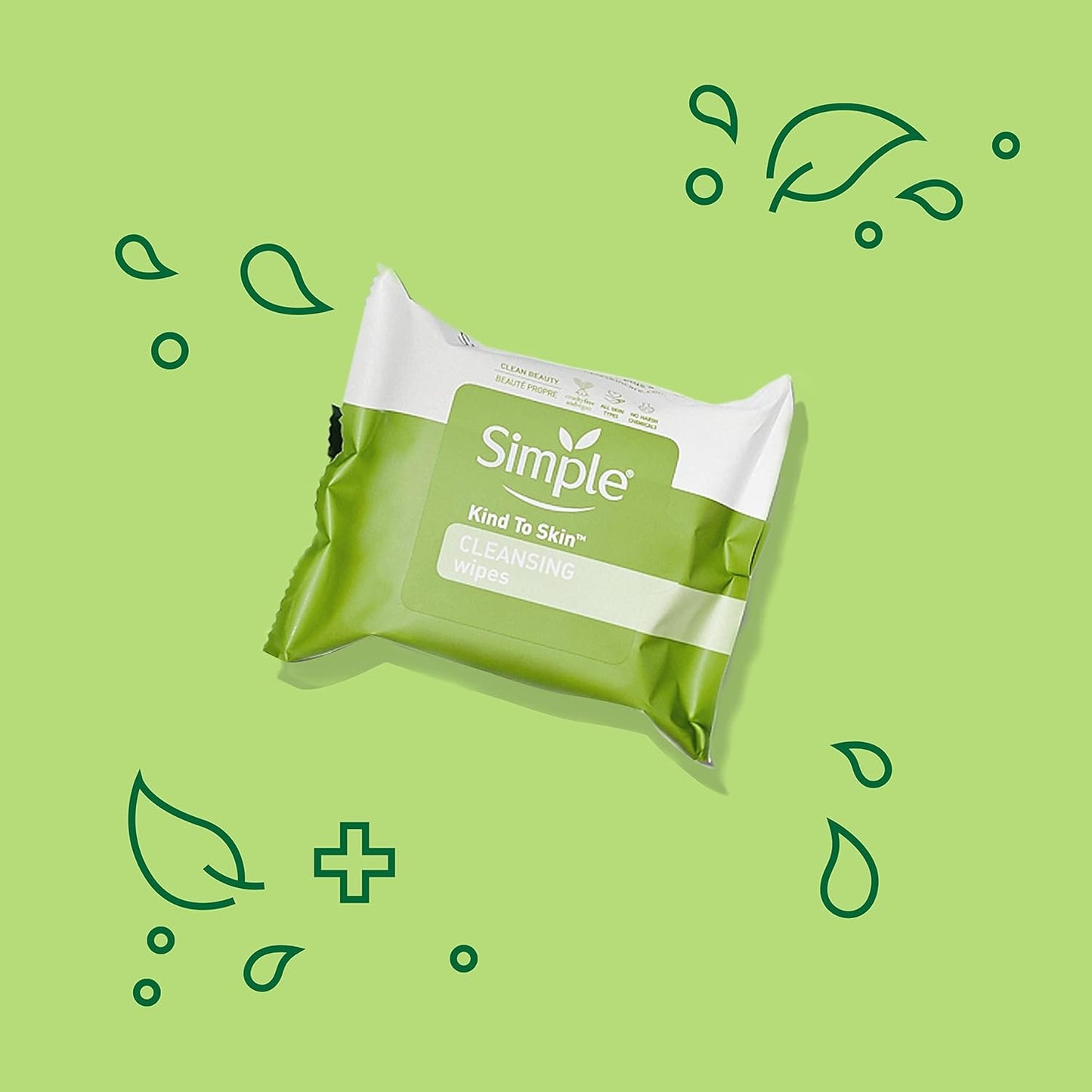 Simple Kind to Skin Cleansing Wipes Micellar Gentle and Effective Makeup Remover Free from color and dye, artificial perfume and harsh chemicals 25 Wipes