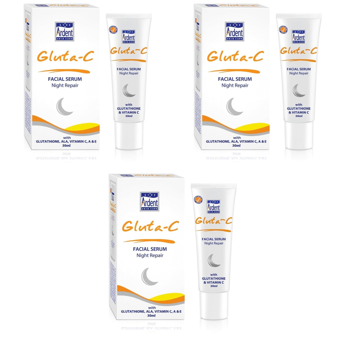 GLUTA C Facial Night Repair Serum, Hydrating Lightweight Non Greasy Skincare with Vitamin C and Shea Butter - 30ml