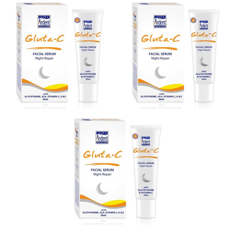 GLUTA C Facial Night Repair Serum, Hydrating Lightweight Non Greasy Skincare with Vitamin C and Shea Butter - 30ml