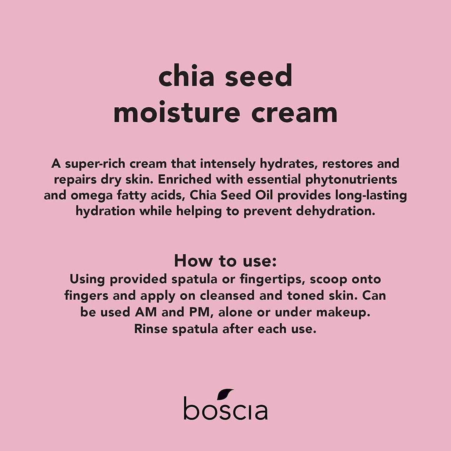 boscia Chia Seed Moisture Cream - Vegan, Cruelty-Free, Natural Skin Care - Sensitive Skin Face Lotion with Elderberry, Vitamin A, Vitamin B6, Vitamin C & Vitamin E - For Dry Skin Types - 1.61 Oz