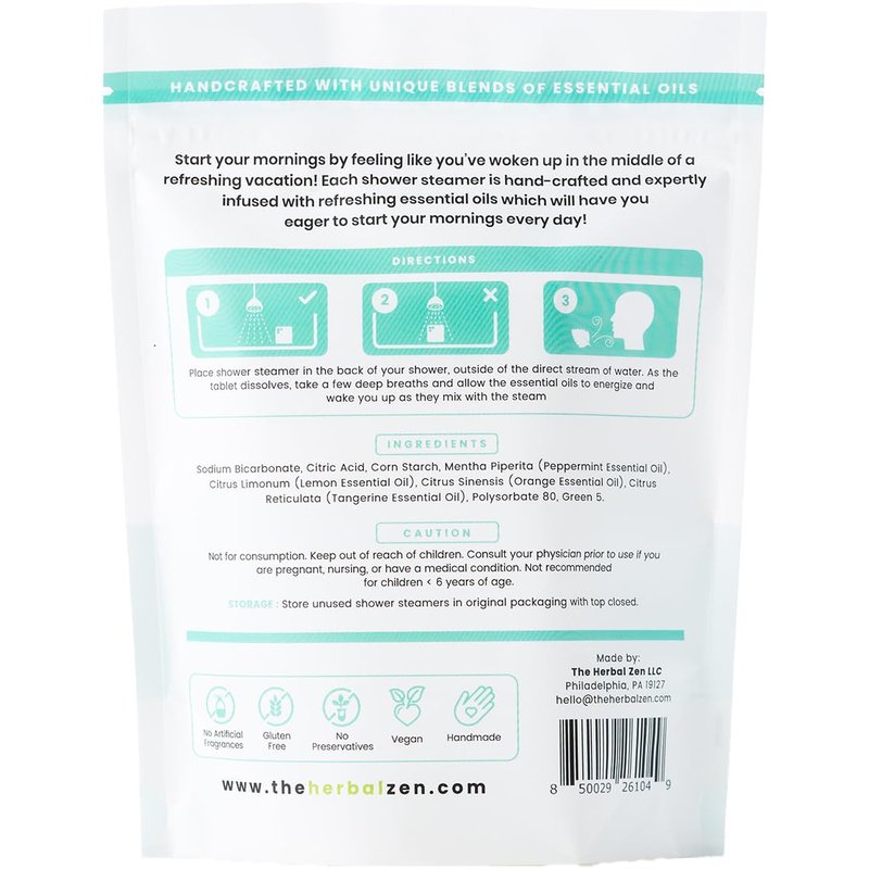Morning Citrus Mint Shower Steamers Aromatherapy for Energy - USA Made Mothers Day Gift for Mom - Peppermint & Orange Shower Bomb Tablets – Soothing Natural Essential Oils (10 Pack)