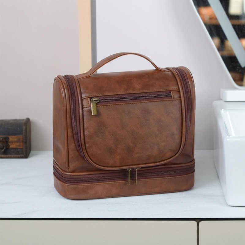 AGDHERSNVX Personalized Toiletry Bag Leather Shaving Dopp Kit Bag for Men Hanging Makeup Bag Hanging Cosmetic Organizer Kit