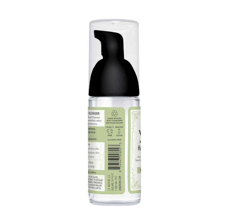 J.R. Watkins No-Rinse Foaming Hand Cleanser - All-Natural Lemongrass Foam Soap | 1.6 fl. Oz., 6 Pack