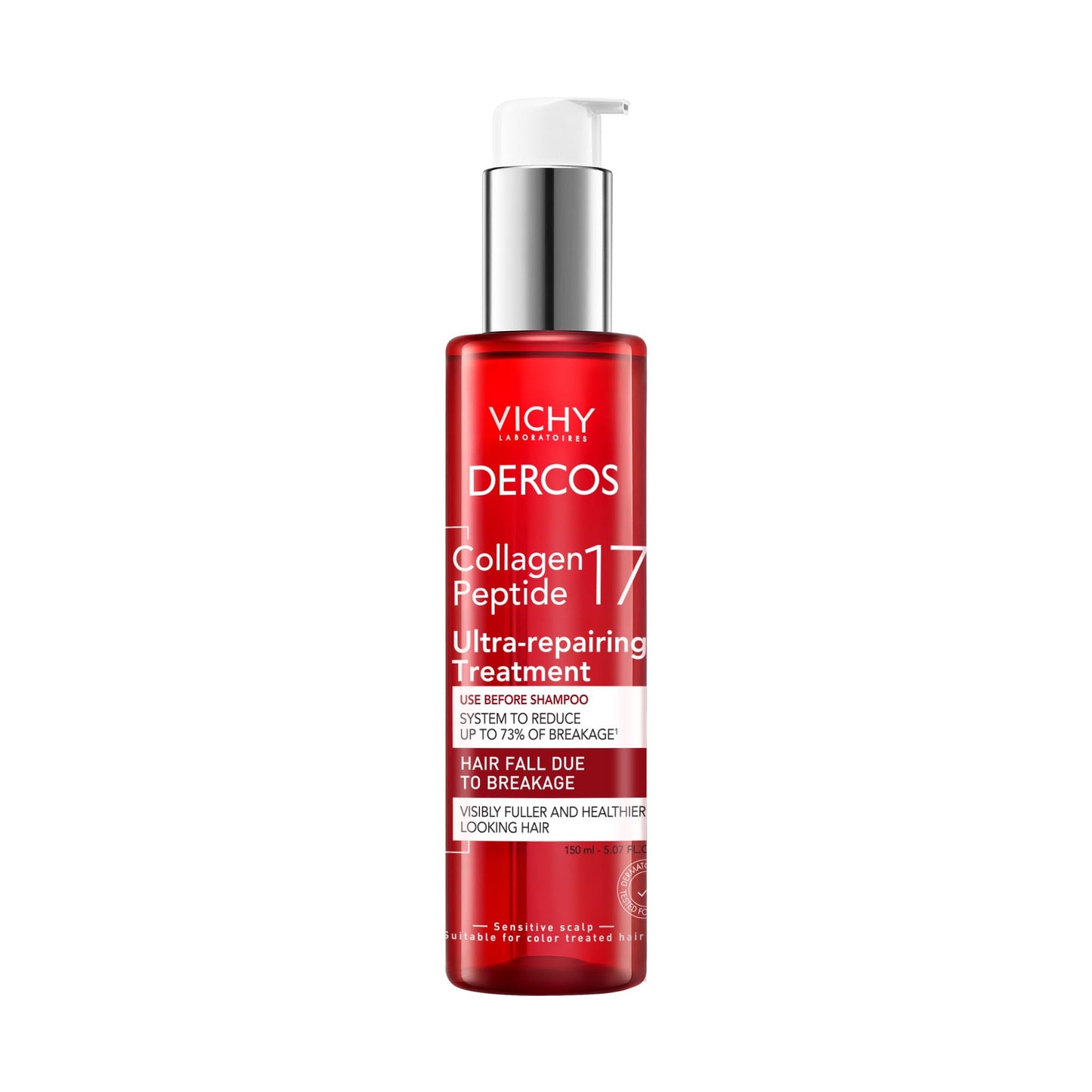 Dercos Collagen Peptide 17 Ultra-Repairing Treatment, 150ml, Anti Hair Fall Pre-Shampoo Bond Repair Hair Treatment, Strengthens, Reduces Breakage, Preps & Protects