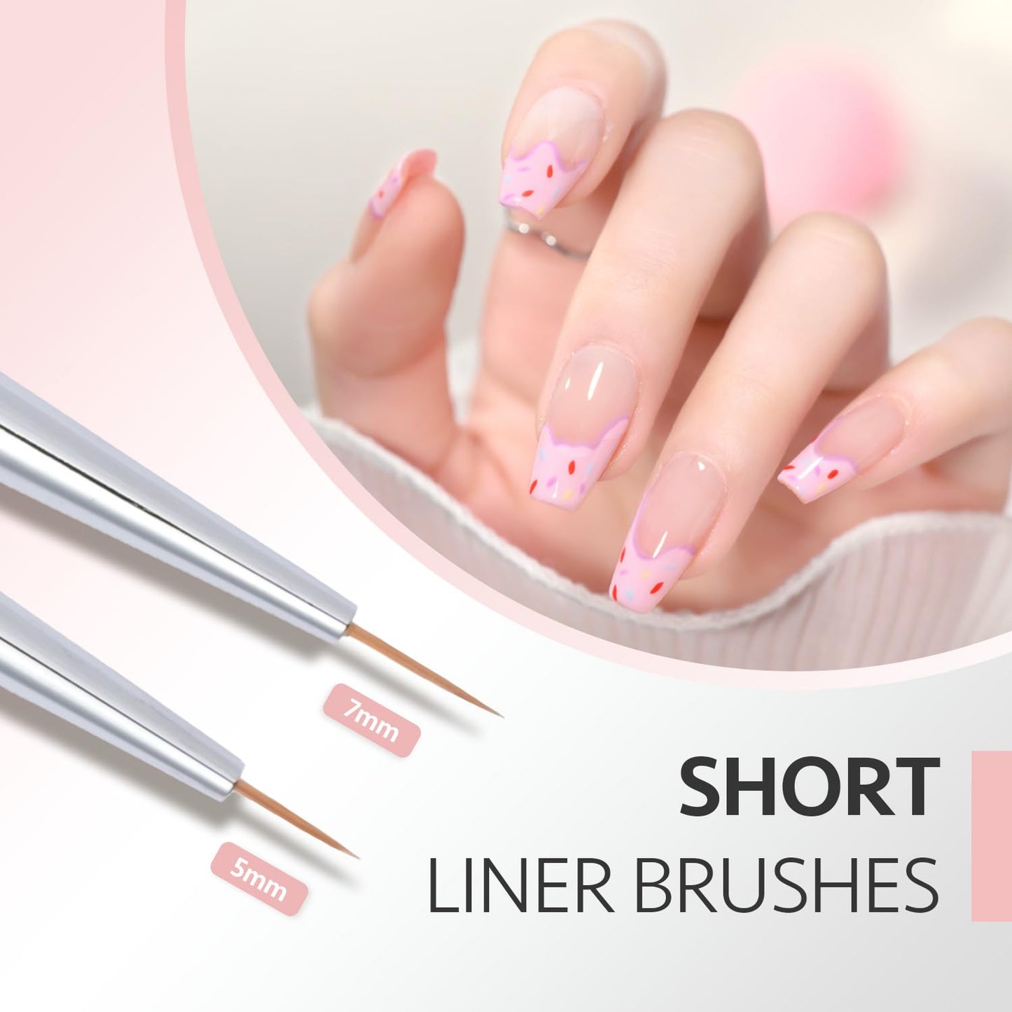 GAOY 8 Pcs Nail Brushes for Nail Art, Nail Design Tools for Nail Detail Painting, French Liner and Dotting Pens for Nail DIY