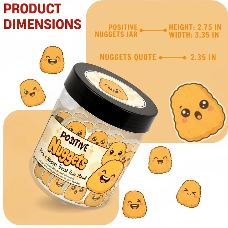 DEARMINE Positive Chicken Nuggets Jar with 60 Affirmation Cards, Emotional Support Chicken Gift, Chicken Nuggets Gifts, Gag Cute Funny for Women, Teens, Men