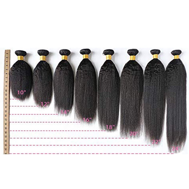 DAIMER Brazilian Kinky Straight Bundles Human Hair Sew in Unprocessed Virgin Hair Extension Yaki Straight Human Hair Double Weft Hair Extension Natural Color 14 Inch