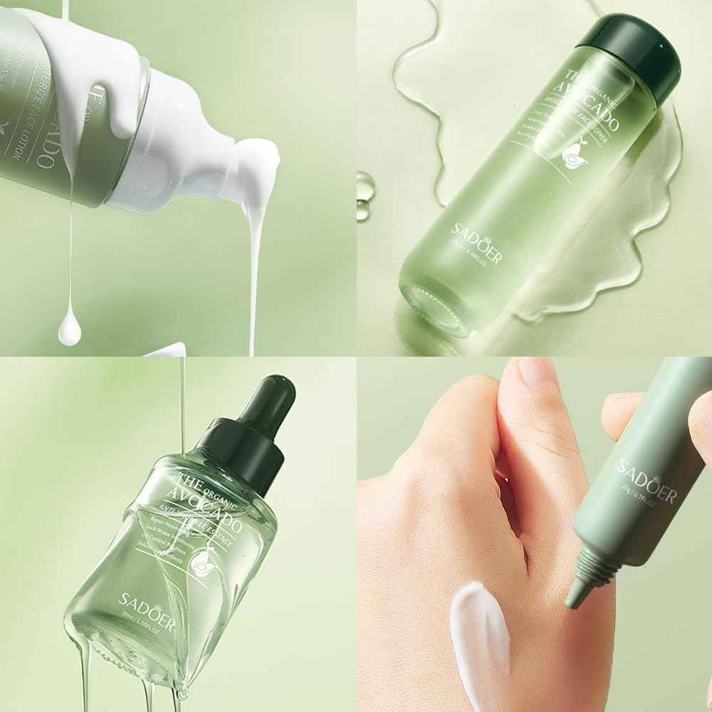 Avocado Skin Care Sets, 11pcs Skin Care Gift Set with Lip Balm, Toner, Lotion, Face Serum, Eye Cream For Hydrating Skin, Anti-Aging Skin For Women Teen Girls (Extra Large, 11, Count)