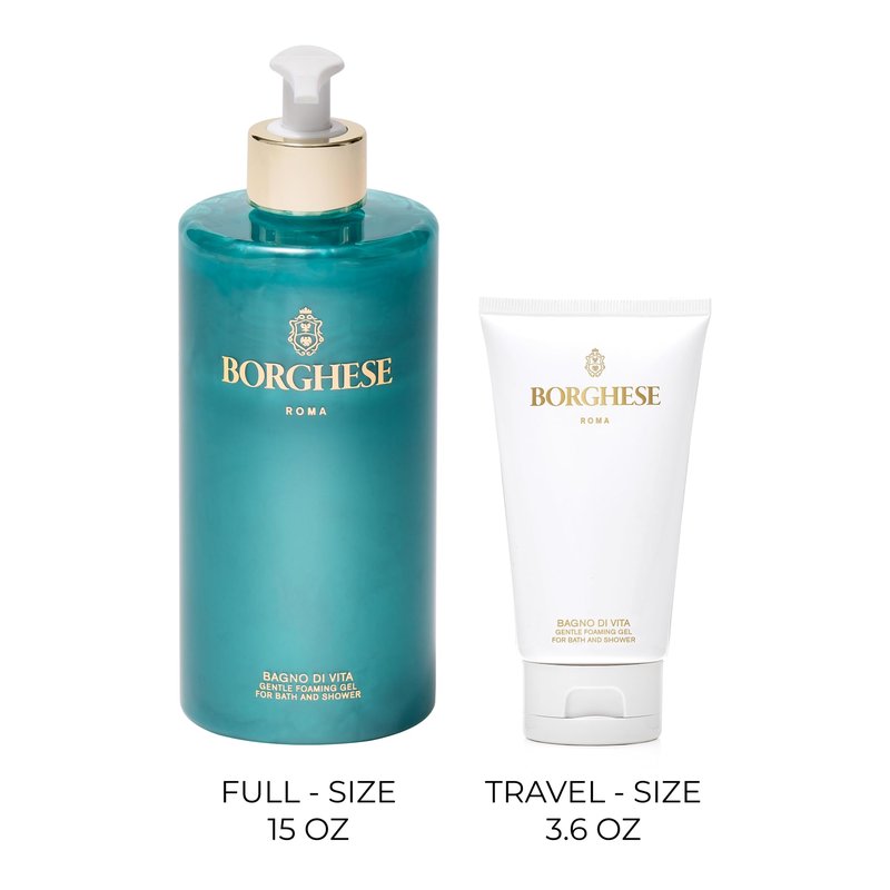 Borghese Bagno di Vita Gentle Foaming Bath & Shower Gel - Aromatherapy Hydrating Body Wash with Thyme, Chamomile & Sweet Almond Oil For All Skin Types