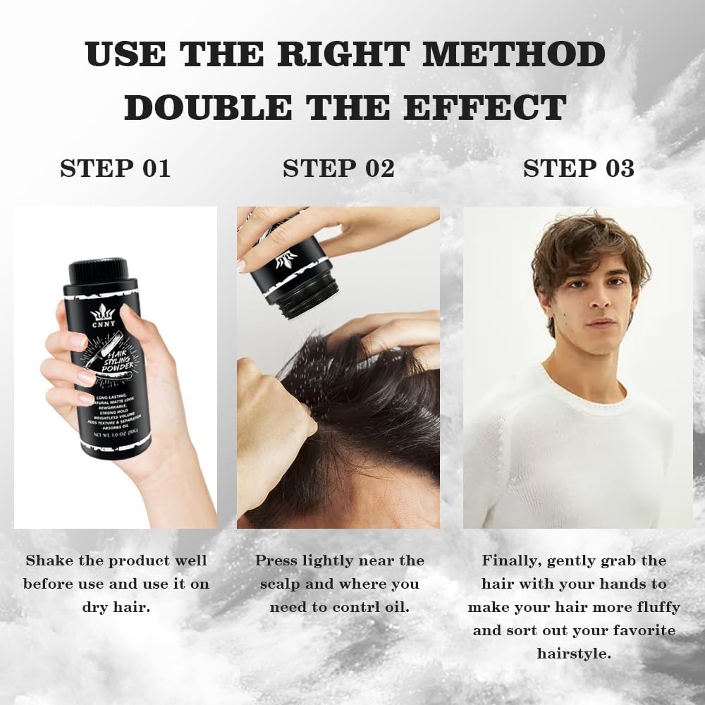 CNNY Hair Styling Powder for Men - 1oz/30g Fluffy Volumizing and Texturizing Powder for Natural Thickness and Look